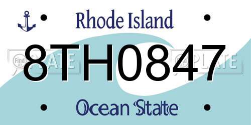 8TH0847 Rhode Island License Plate