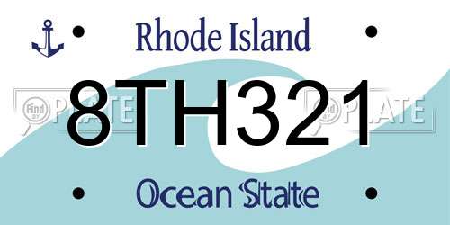 8TH321 Rhode Island License Plate