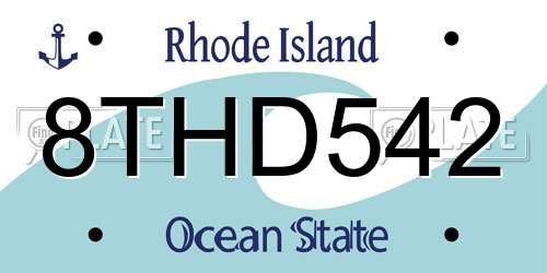 8THD542 Rhode Island License Plate