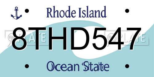 8THD547 Rhode Island License Plate