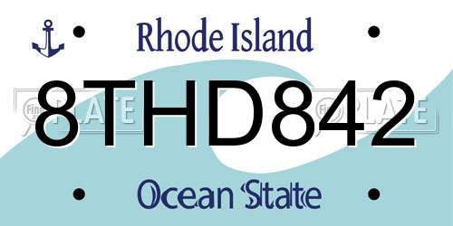 8THD842 Rhode Island License Plate