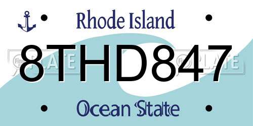 8THD847 Rhode Island License Plate