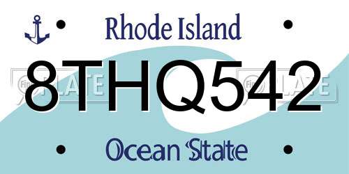 8THQ542 Rhode Island License Plate