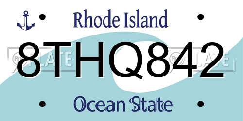 8THQ842 Rhode Island License Plate