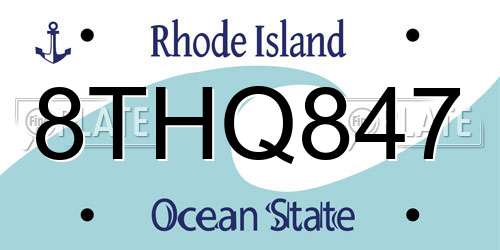 8THQ847 Rhode Island License Plate