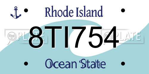 8TI754 Rhode Island License Plate