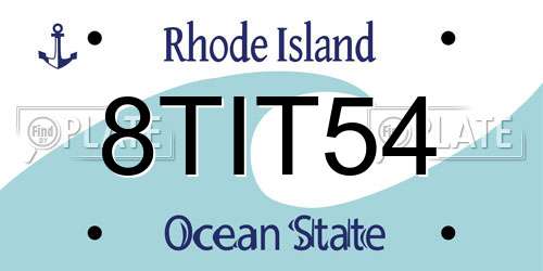 8TIT54 Rhode Island License Plate