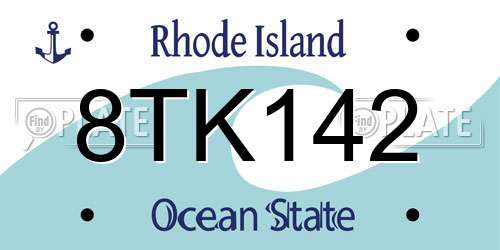 8TK142 Rhode Island License Plate