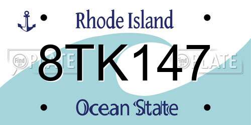 8TK147 Rhode Island License Plate