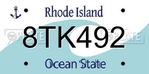 8TK492 Rhode Island License Plate
