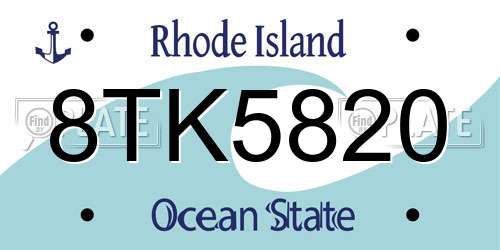 8TK5820 Rhode Island License Plate