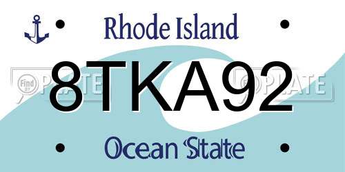 8TKA92 Rhode Island License Plate