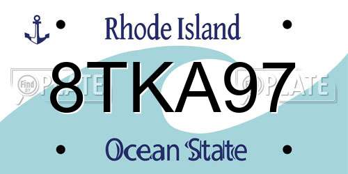 8TKA97 Rhode Island License Plate