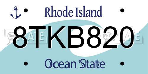 8TKB820 Rhode Island License Plate