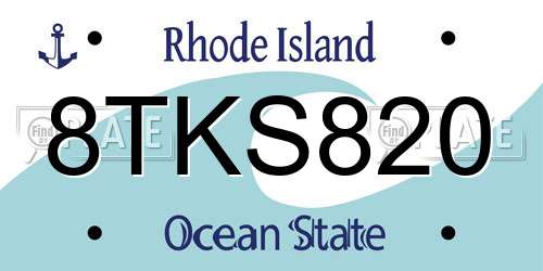8TKS820 Rhode Island License Plate