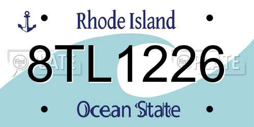 8TL1226 Rhode Island License Plate