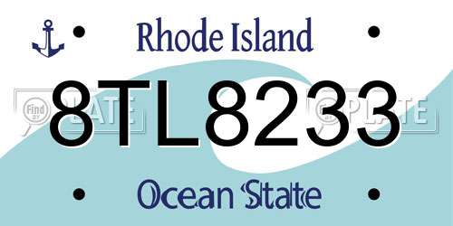8TL8233 Rhode Island License Plate