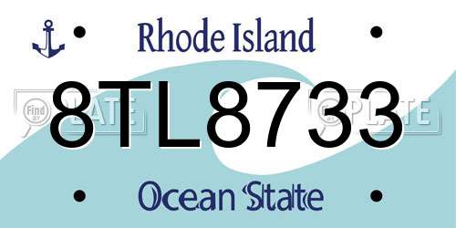 8TL8733 Rhode Island License Plate