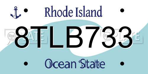 8TLB733 Rhode Island License Plate