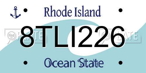 8TLI226 Rhode Island License Plate