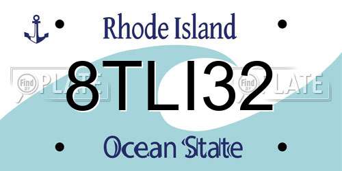 8TLI32 Rhode Island License Plate