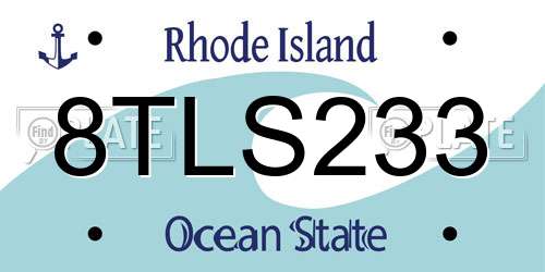 8TLS233 Rhode Island License Plate
