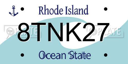 8TNK27 Rhode Island License Plate