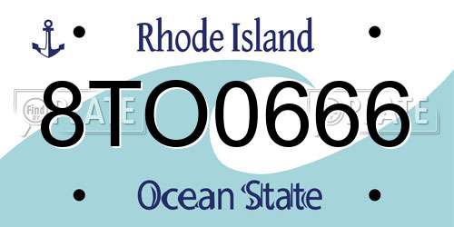 8TO0666 Rhode Island License Plate