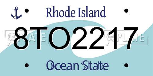8TO2217 Rhode Island License Plate