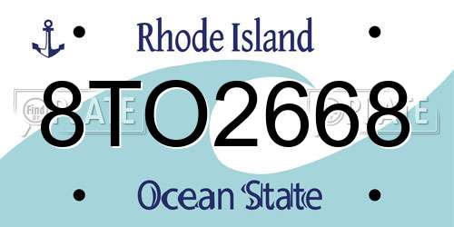 8TO2668 Rhode Island License Plate
