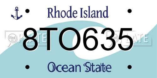 8TO635 Rhode Island License Plate
