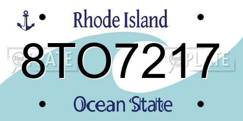 8TO7217 Rhode Island License Plate