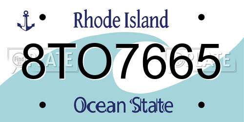 8TO7665 Rhode Island License Plate