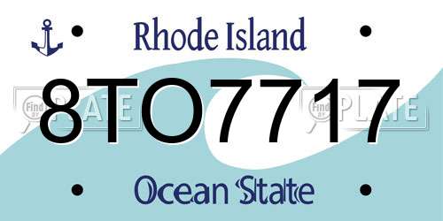 8TO7717 Rhode Island License Plate