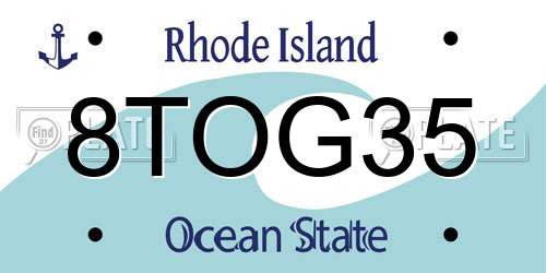 8TOG35 Rhode Island License Plate