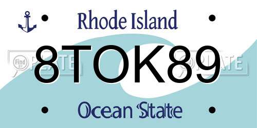 8TOK89 Rhode Island License Plate