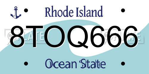 8TOQ666 Rhode Island License Plate