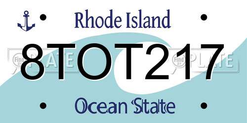 8TOT217 Rhode Island License Plate
