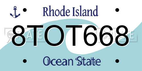 8TOT668 Rhode Island License Plate