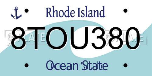 8TOU380 Rhode Island License Plate