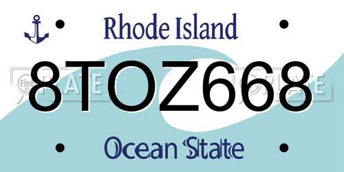 8TOZ668 Rhode Island License Plate