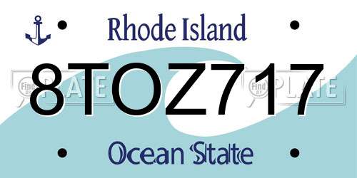 8TOZ717 Rhode Island License Plate