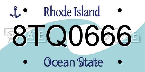8TQ0666 Rhode Island License Plate