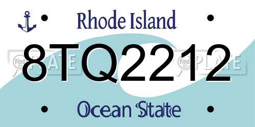 8TQ2212 Rhode Island License Plate
