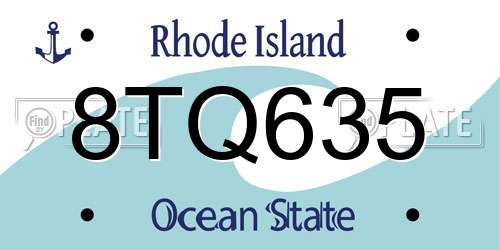 8TQ635 Rhode Island License Plate