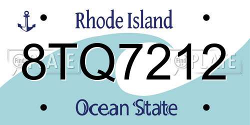 8TQ7212 Rhode Island License Plate