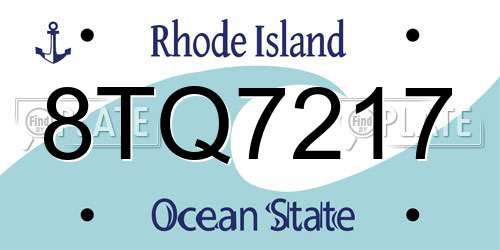 8TQ7217 Rhode Island License Plate