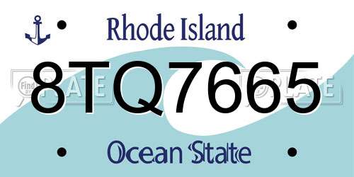 8TQ7665 Rhode Island License Plate