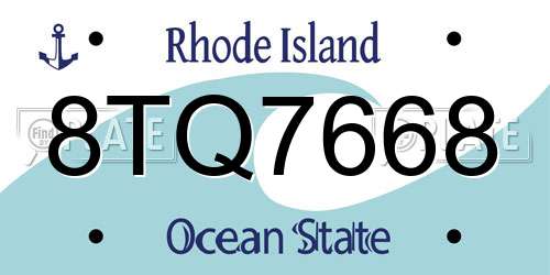 8TQ7668 Rhode Island License Plate