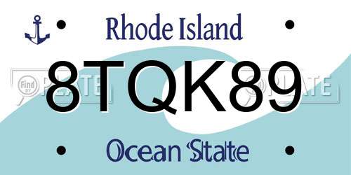 8TQK89 Rhode Island License Plate